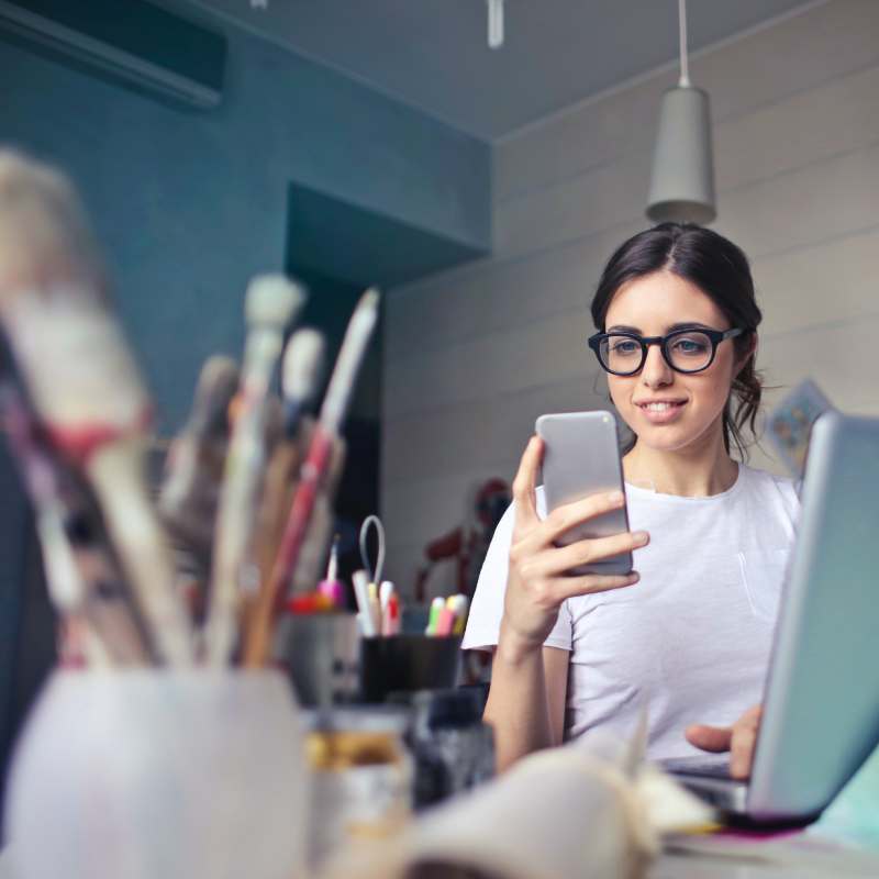 store owner checking sales online